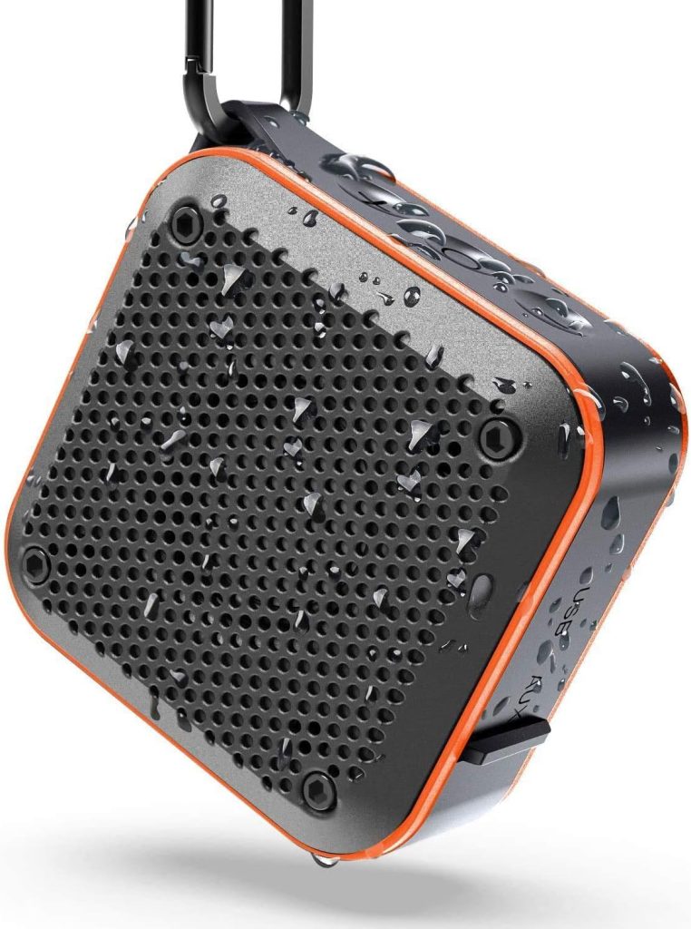 LEZII Portable IP67 Waterproof Bluetooth Speaker, Shower Speaker FM Radio with HD Sound, Mini Wireless Outdoor Speaker, TF Card SD Aux, 12H Playtime, True Wireless Stereo for Kayaking, Boating, Hiking