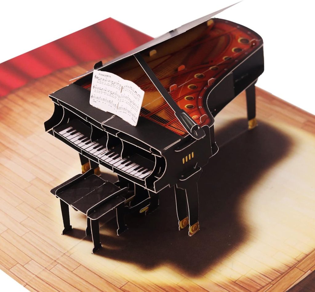 Liif Grand Piano 3D Greeting Pop Up Card, Birthday Card kids, Piano Gifts- Guys, Women, Men, Girls, Boys, Student, Thank you Piano Teacher, Congratulations, Graduations, Musicians | Piano Gifts | Include Message Note  Envelop | Size 8 X 6 Inch