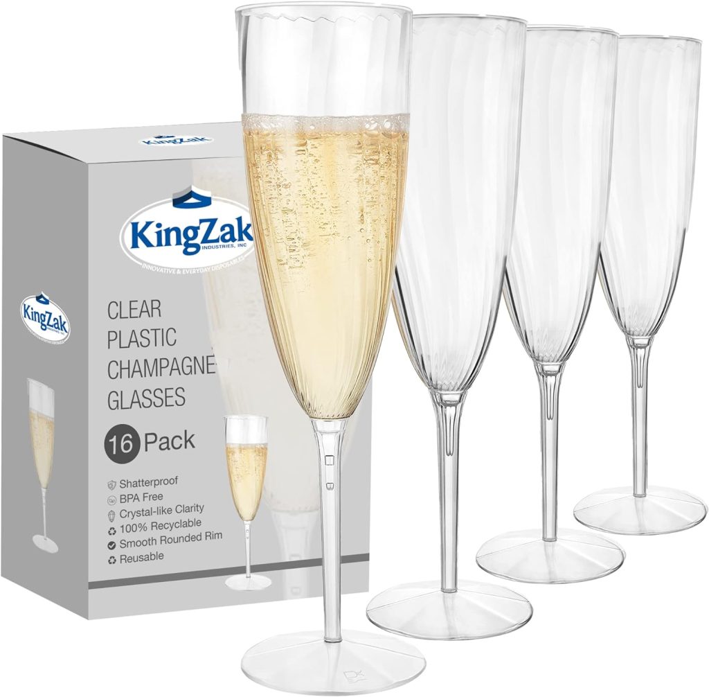 Lillian Tablesettings Premium Champagne Flutes 6 oz. Clear Hard Plastic 1-Piece Disposable Glasses - 16 Count