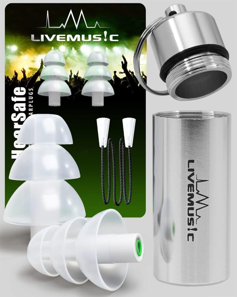 LiveMus!c HearSafe Ear Plugs - High Fidelity Earplugs for Musician, Concert, Drummer, DJ  Clubbing - Reusable, Comfortable - Noise Protection, Cancelling (Standard Size)