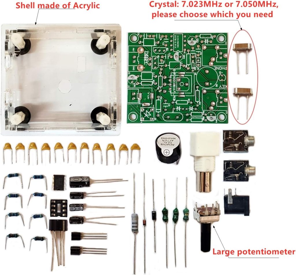 LJJDSLYU S-Pixie CW QRP Ham Amateur Shortwave Radio Transceiver 7.023 7.050 Mhz DIY Kits with Transparent Acrylic Shell