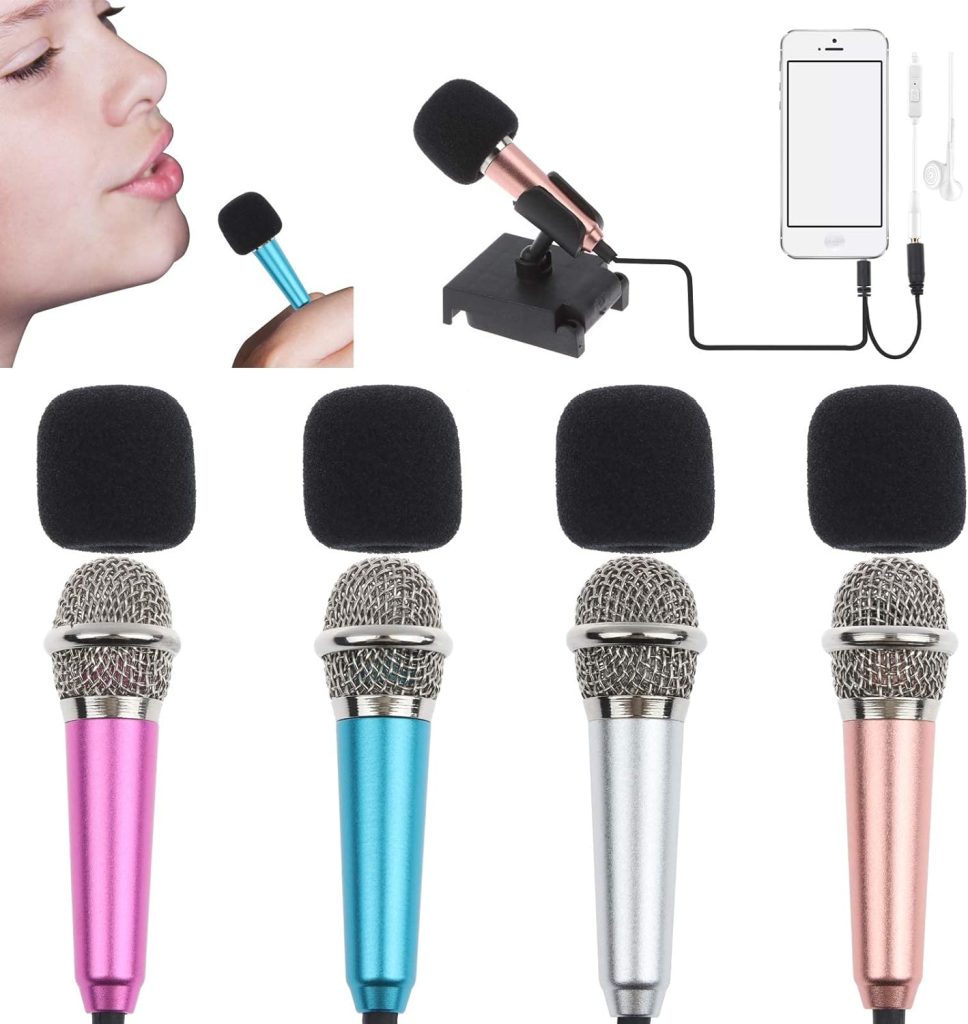 LOCOLO 4Pcs Mini Microphone with Omnidirectional Stereo Mic for Voice Recording, Portable Microphone Chatting and Singing Compatible with Smartphone