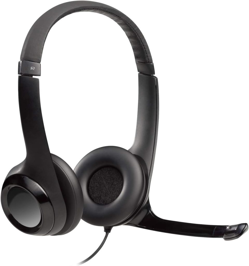 Logitech H390 Wired Headset for PC/Laptop, Stereo Headphones with Noise Cancelling Microphone, USB, In-Line Controls, Works with Chromebook - Black