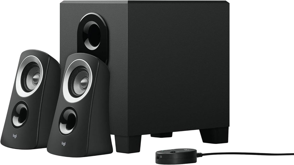 Logitech Z313 2.1 Multimedia Speaker System with Subwoofer, Full Range Audio, 50 Watts Peak Power, Strong Bass, 3.5mm Inputs, PC/PS4/Xbox/TV/Smartphone/Tablet/Music Player - Black