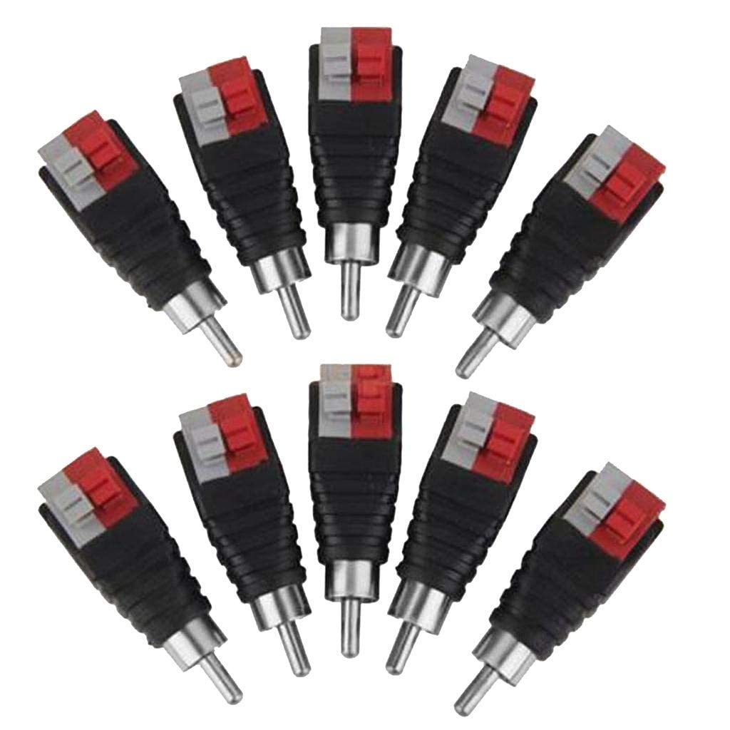 Lollipop Speaker Wire Cable to Audio Male RCA Connector Adapter Jack Plug 10pcs/Set