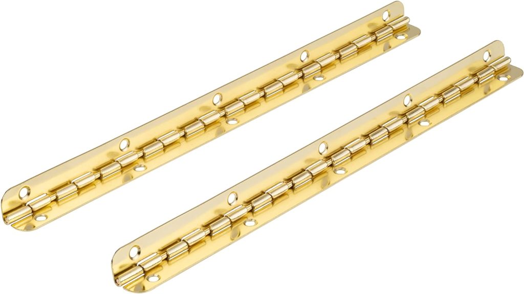Long Brass Plated Piano Hinges | 7-1/2 Long | 90 Degree Stop | Pack of 2 | Humidor, Box, Case Hinges | DL-C1361-19010BPS (1)
