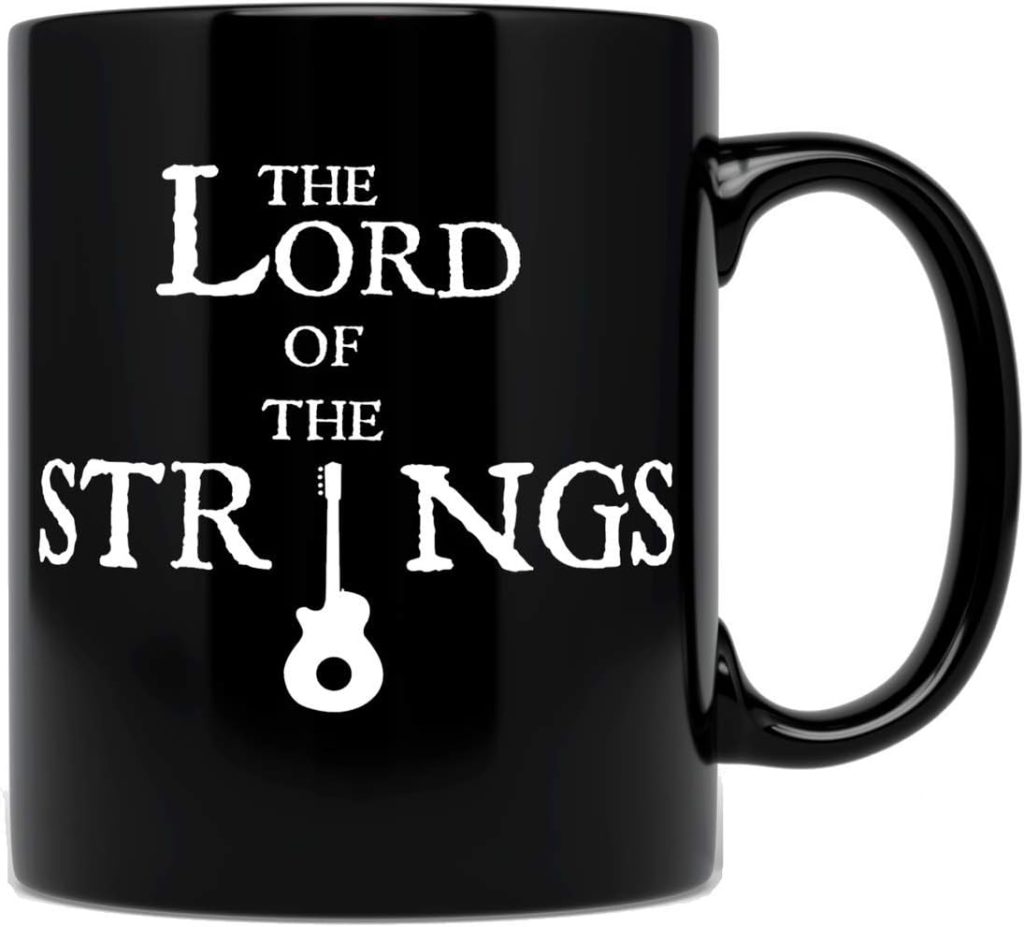 Lord of the Strings - Gift for Guitar Player - Coffee Tea 11oz Black Cup