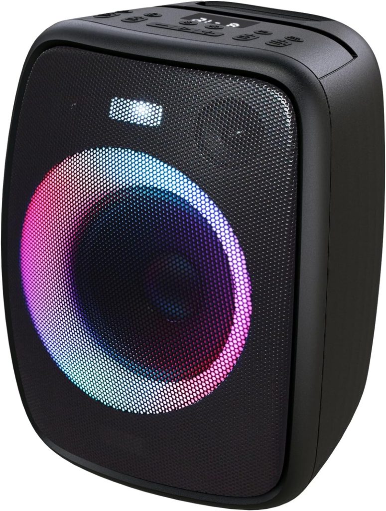 Loud Bluetooth Speaker DOSS PartyBoom with 60W Stereo Sound, 2.1 Channel System, Punchy Bass, Lights Show, Splash Proof Design, PartySync, Mic and Guitar Inputs, Outdoor Speaker for Party-Upgraded