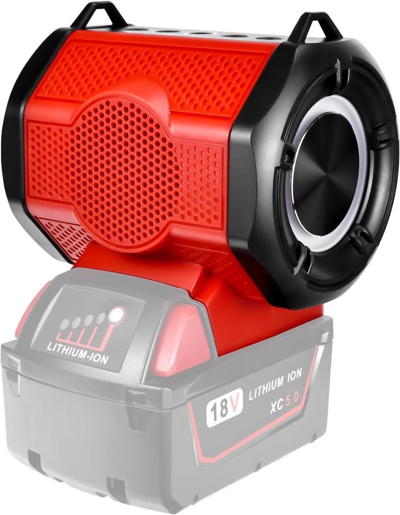 LouSdZoke Wireless Speaker for Milwaukee M18 18V Battery, Portable Wireless Speaker with USB Type-C Output, for Family Gatherings, Party, Camping（Tool Only）