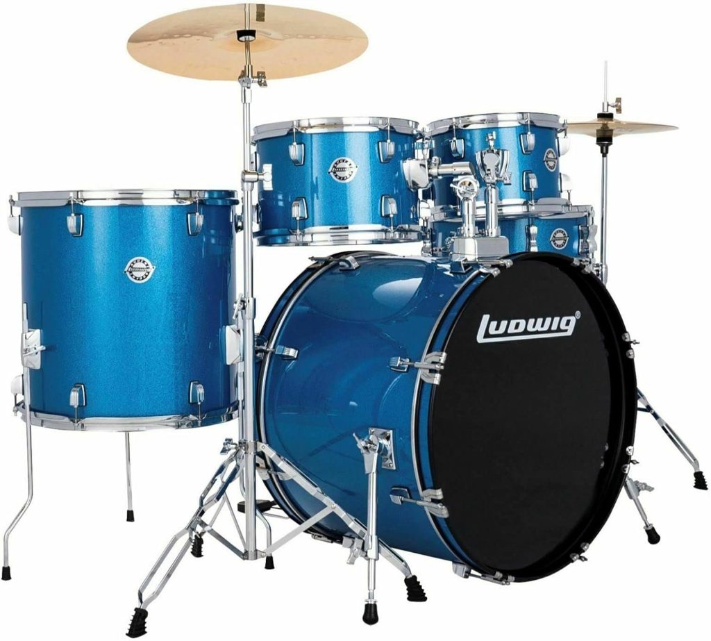 Ludwig Accent Drive Blue 5-Piece Drum Set (Includes Hardware, Throne, Pedal, Cymbals, Sticks and Drum Key)