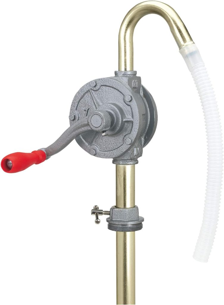 LUMAX Gray LX-1318 Rotary Barrel Pump for transferring Non-Corrosive, Petroleum Based, Light to Medium Viscosity-Like, Motor, Heavy, Transmission Fluid, Heating Oils 14 x 6.1 x 5.9 inches