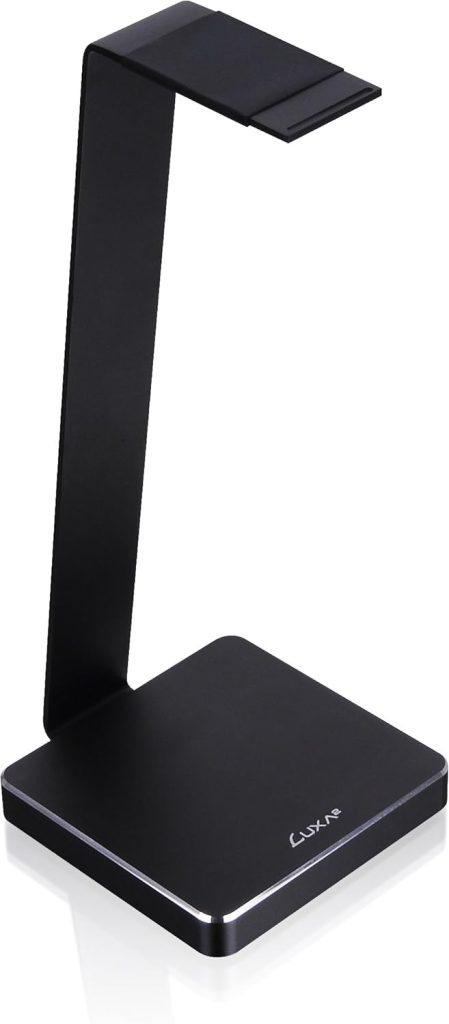 LUXA2 E-One Black Solid-Metal Aluminum Universal Gaming Headphone Stand/Hanger/Holder for Beats, Senheiser, Sony, Bose, Philips, Audio-Technica, Plantronics, Shure, Jabra, JVC, JBL, AKG, DJ, Gaming Headsets Display HO-HDP-ALE1BK-00