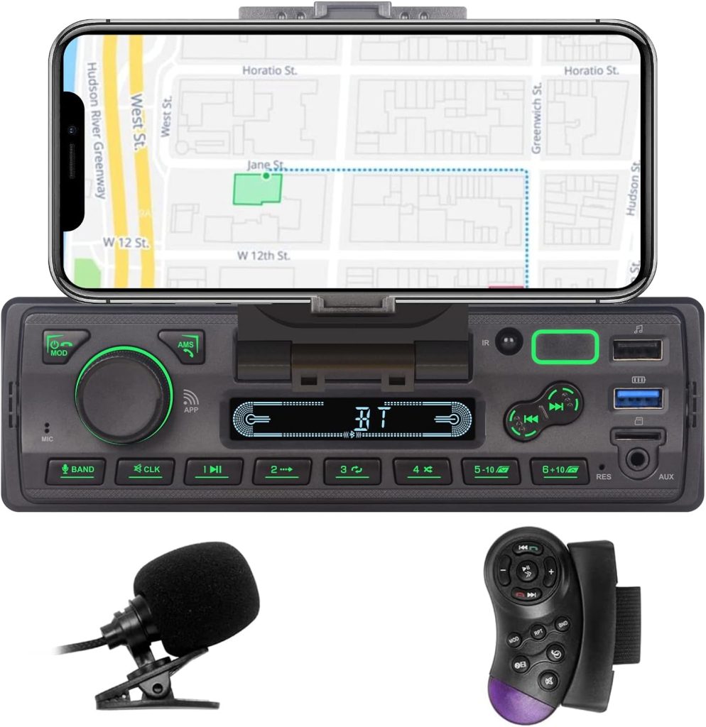 LXKLSZ Car Stereo with Bluetooth Single Din with APP Control MP3 Player Support Hands-Free Calls/USB/FM/AM/TF/AUX-in/EQ Set, Car Radio Receivers with Phone Holder External MIC SWC Remote : Electronics