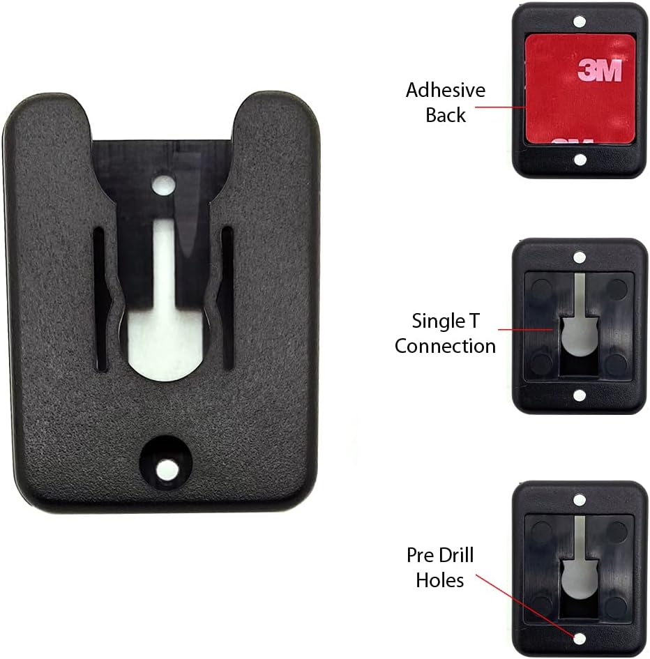 LycoGear Universal Ham CB Radio Microphone Mic Hanger Holder Mount with Adhesive Back, Pre Drill Holes  Single T Tab Connection, KLP-X2