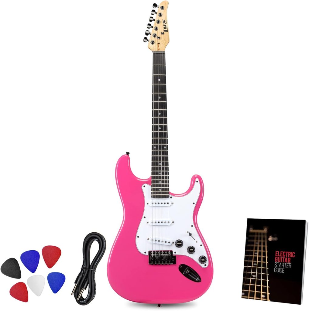 LyxPro CS 39” Electric Guitar Kit for Beginner, Intermediate  Pro Players with Guitar, Amp Cable, 6 Picks  Learner’s Guide | Solid Wood Body, Volume/Tone Controls, 5-Way Pickup - Pink