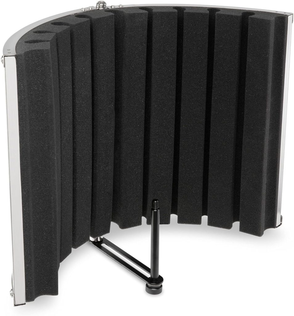 LyxPro VRI-30 Sound Absorbing and Vocal Booth Recording Microphone Isolation Shield Panel for Home Office and Studio Portable  Foldable Stand Mount Adjustable