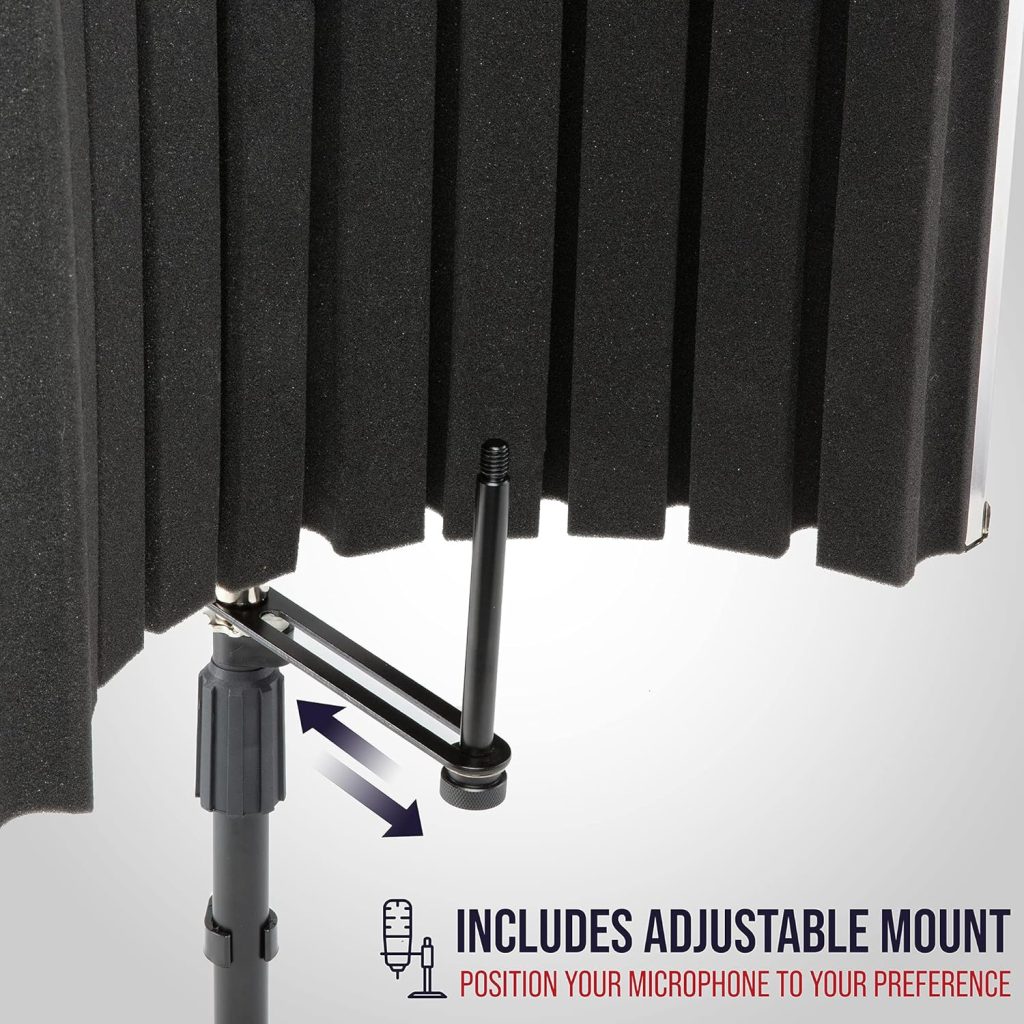 LyxPro VRI-30 Sound Absorbing and Vocal Booth Recording Microphone Isolation Shield Panel for Home Office and Studio Portable  Foldable Stand Mount Adjustable