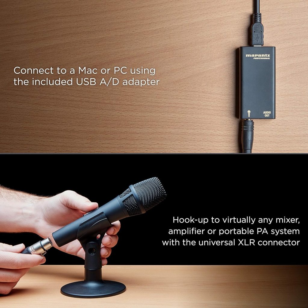 M-Audio BX4-120-Watt Computer Speakers/Studio Monitors + Marantz Pro M4U - USB Condenser Microphone With Audio Interface, Mic Cable and Desk Stand