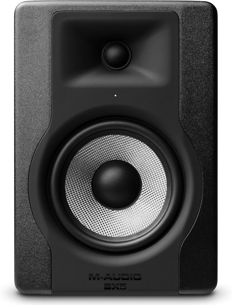 M-Audio BX5 - 5 Studio Monitor Speaker for Music Production  Mixing with Acoustic Space Control, 100W 2 Way Active Speaker, Single,Black