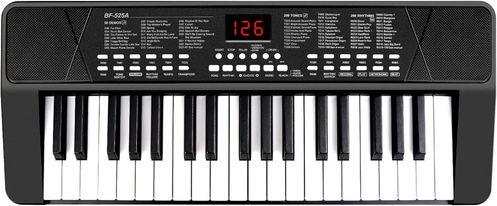 M SANMERSEN Piano Keyboard for Beginners, 37 Keys Built-in 1200mA Rechargeable Battery Electronic Piano Keyboard Portable Music Piano Keyboard with Mic LED Screen Teaching Gift for Beginners, Black