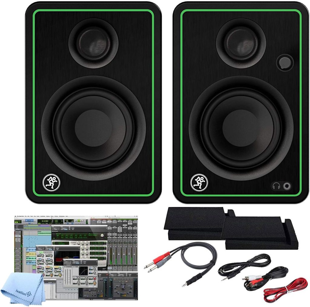 Mackie CR5-X BT Five-Inch Creative Reference Multimedia Bluetooth Monitors Bundle with and Pro Cable Kit Featuring Pro Tools First DAW Music Editing Software + Isolation Pads