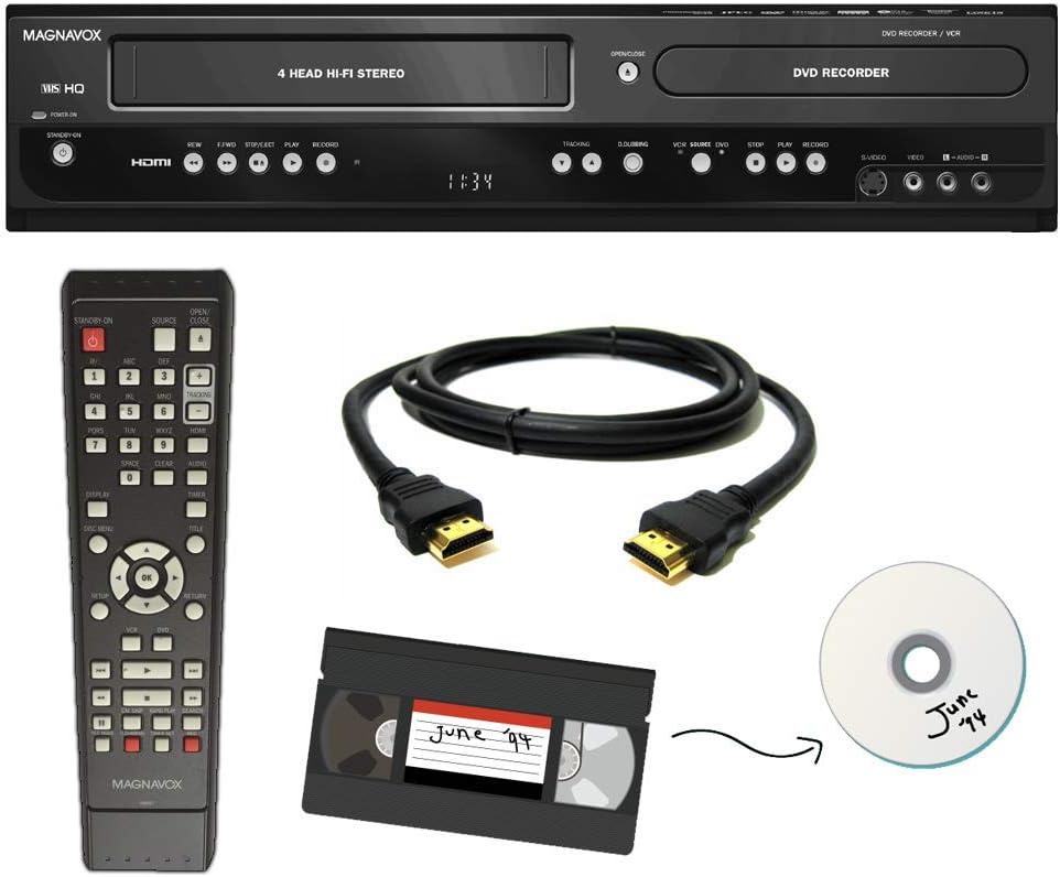 Magnavox VHS to DVD Recorder VCR Combo w/ Remote, HDMI (Renewed)