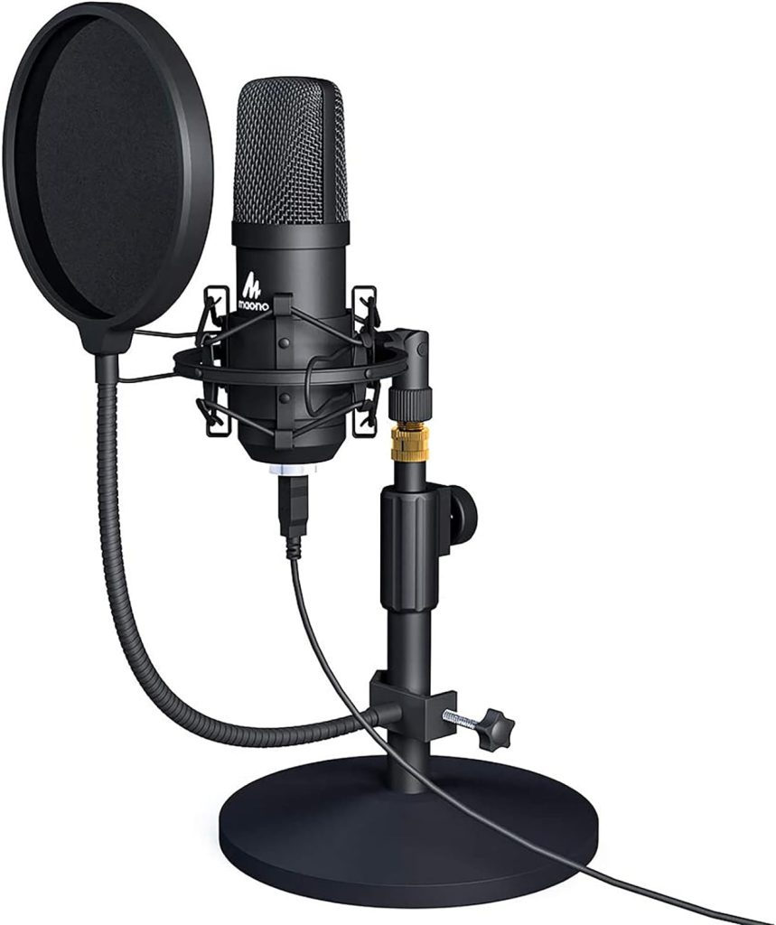 MAONO USB Microphone Kit 192KHZ/24BIT AU-A04T PC Condenser Podcast Streaming Cardioid Mic Plug  Play for Computer, YouTube, Gaming Recording