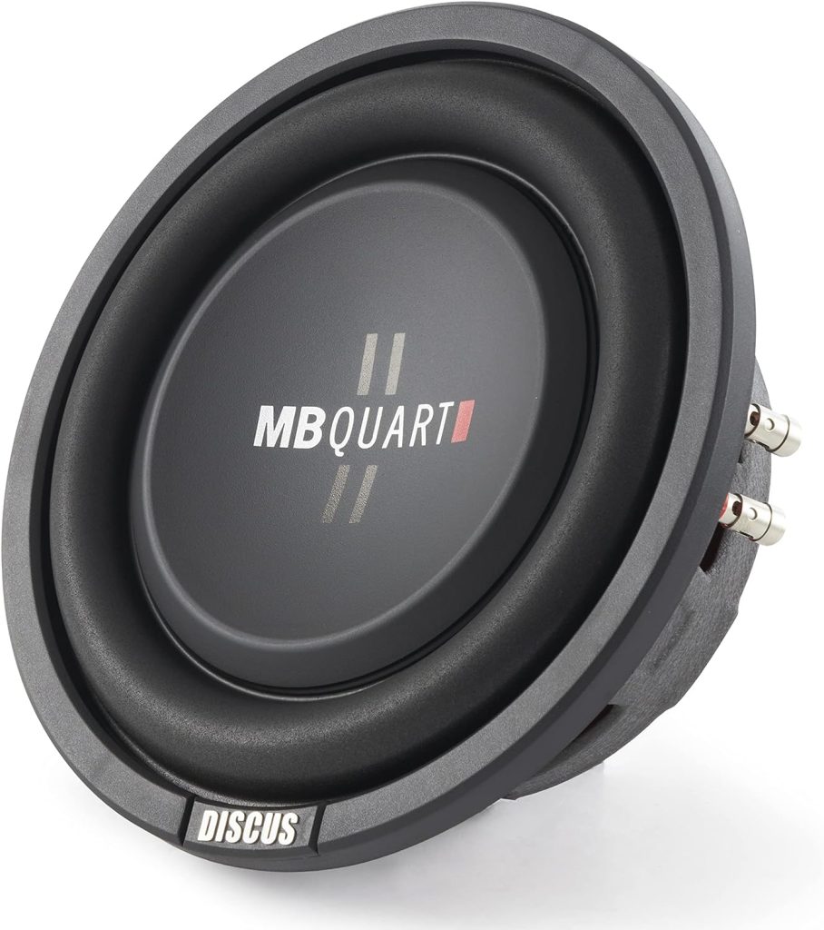 MB Quart DS1-204 Discus Shallow Mount Subwoofer (Black) – 8 Inch Subwoofer, 400 Watt, Car Audio, 2 Inch Voice Coils, UV Rubber Surround, Best in Sealed Enclosures
