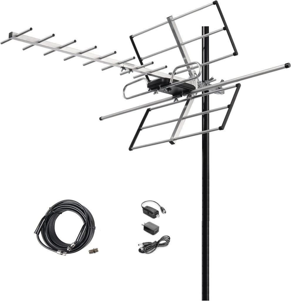 McDuory Digital Amplified Outdoor HDTV Antenna - 120 Miles Range - Built-in Amplifier - Performance in UHF/VHF - 40 feet RG6 Coax Cable - Tools Free Installation : Electronics