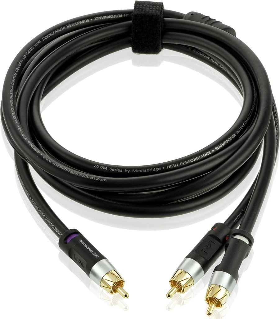 Mediabridge™ Ultra Series RCA Y-Adapter (8 Feet) - 1-Male to 2-Male for Digital Audio or Subwoofer - Dual Shielded with RCA to RCA Gold-Plated Connectors - Black - (Part# CYA-1M2M-8B)