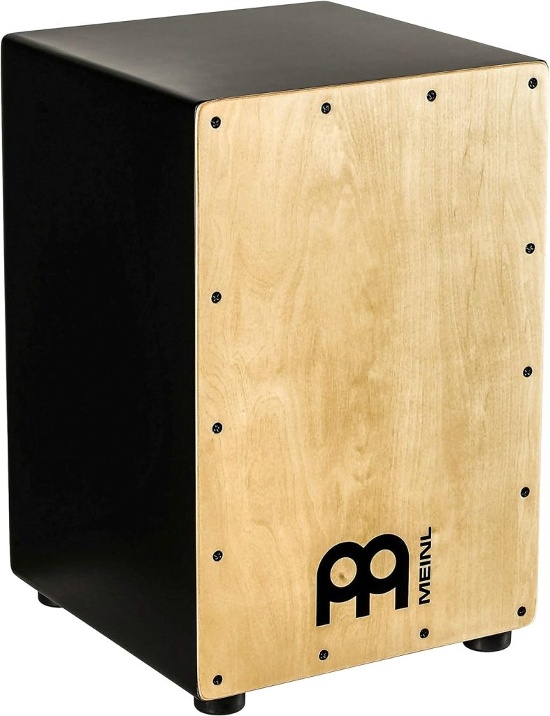 Meinl Cajon Box Drum with Internal Snares - NOT MADE IN CHINA - Maple Frontplate / MDF Body Full Size, 2-YEAR WARRANTY (MCAJ100BK-MA)