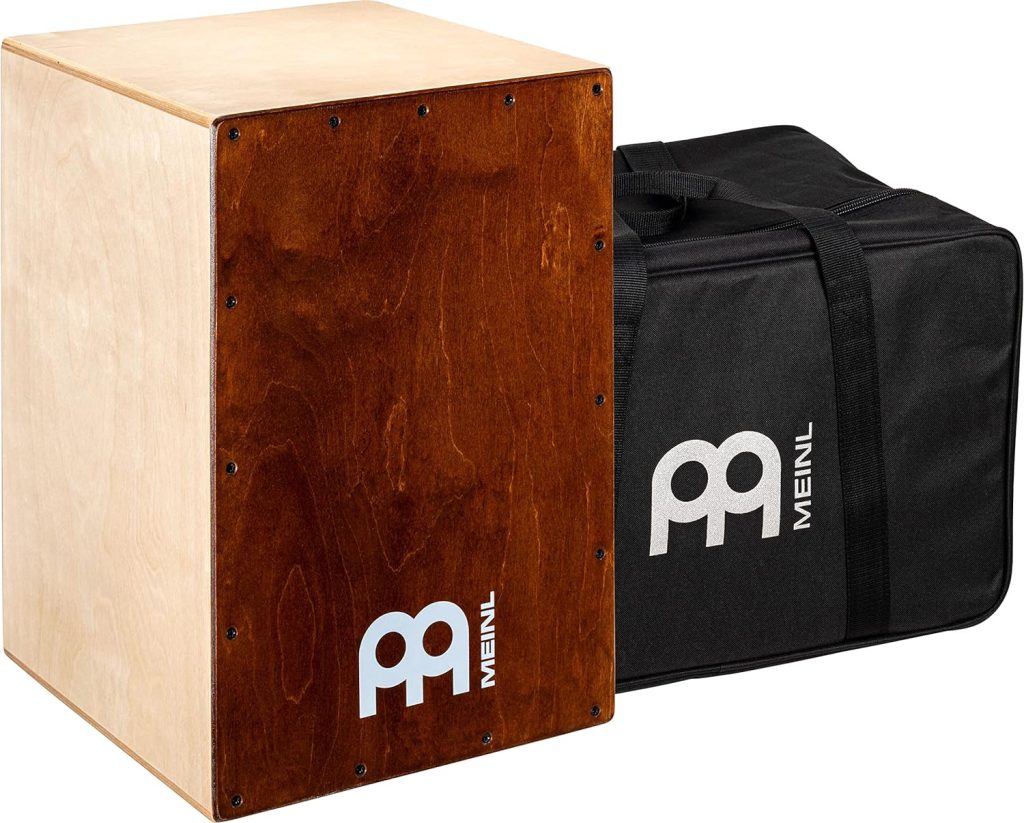 Meinl Percussion Cafe Cajon Box Drum Plus Bag with Snare and Bass Tone for Acoustic Music — Made in Europe — Baltic Birch Wood, Play with Your Hands, 2-Year Warranty, Natural/Wine Red (BC1NTWR)