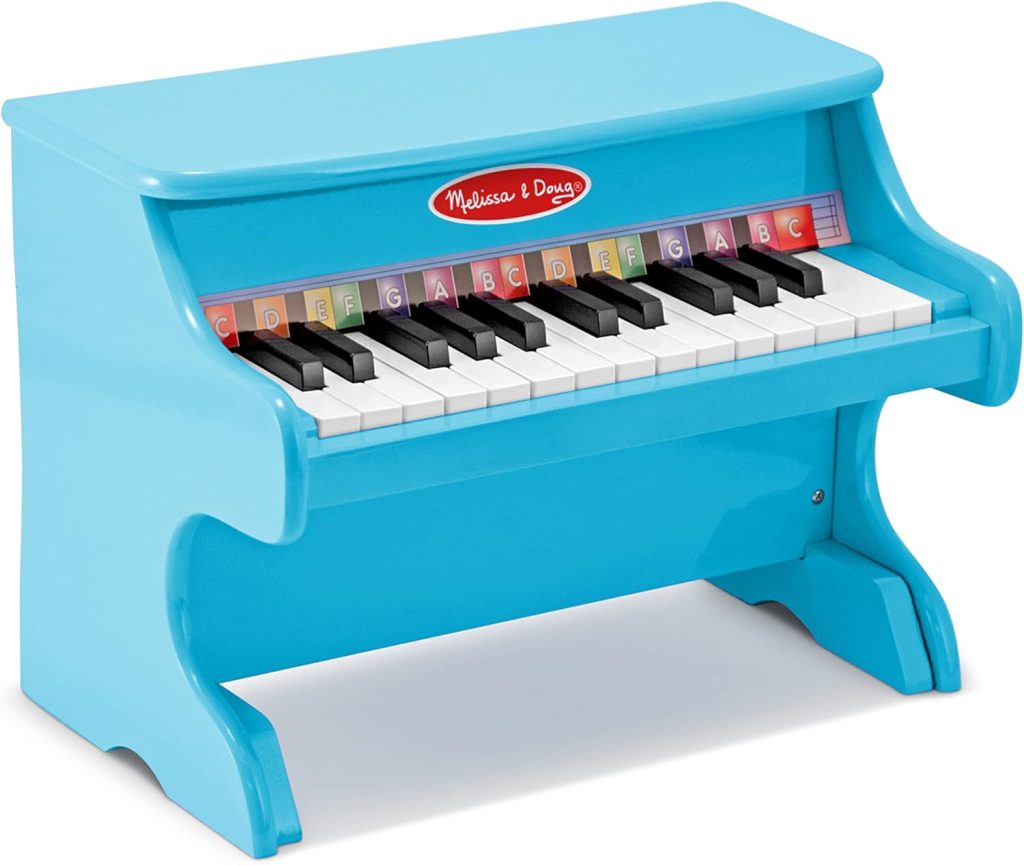 Melissa  Doug Learn-to-Play Piano With 25 Keys and Color-Coded Songbook - Blue - Toy Piano For Baby, Kids Piano Toy, Toddler Piano Toys For Ages 3+