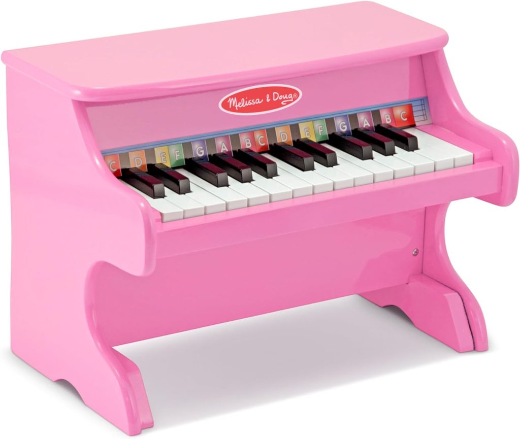 Melissa  Doug Learn-to-Play Pink Piano With 25 Keys and Color-Coded Songbook - Baby Piano, Kids Piano Toy, Toddler Piano Toys For Ages 4+