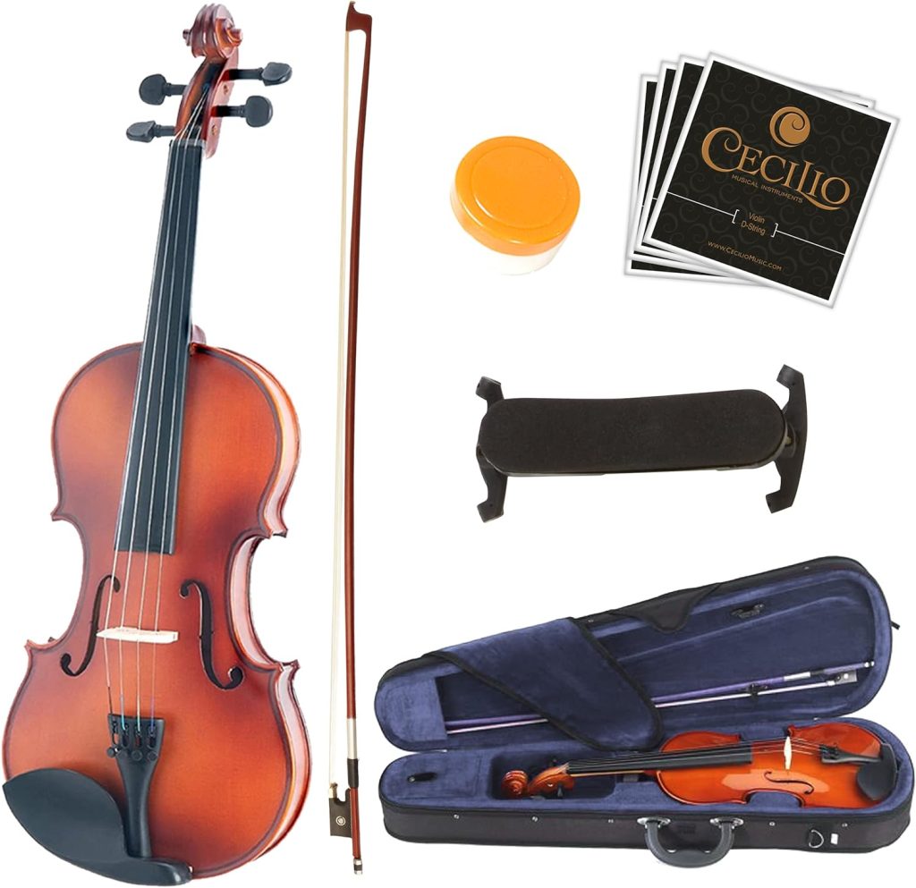 Mendini By Cecilio Violin For Beginners, Kids  Adults - Beginner Kit For Student w/Hard Case, Rosin, Bow - Starter Violins, Wooden Stringed Musical Instruments