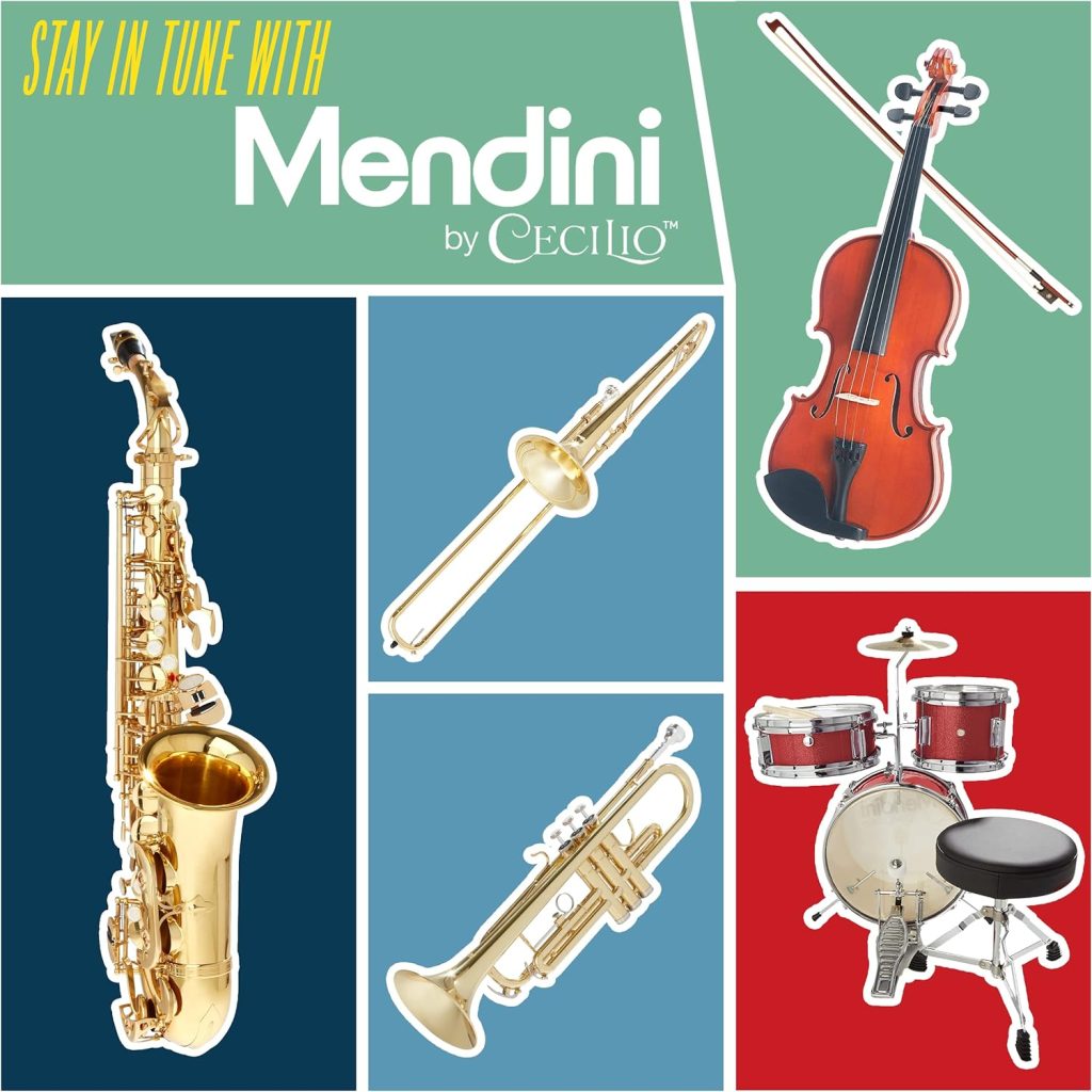Mendini By Cecilio Violin For Kids  Adults - 4/4 MV300 Satin Antique, Student or Beginners Kit w/Case, Bow, Extra Strings, Tuner, Lesson Book - Stringed Musical Instruments