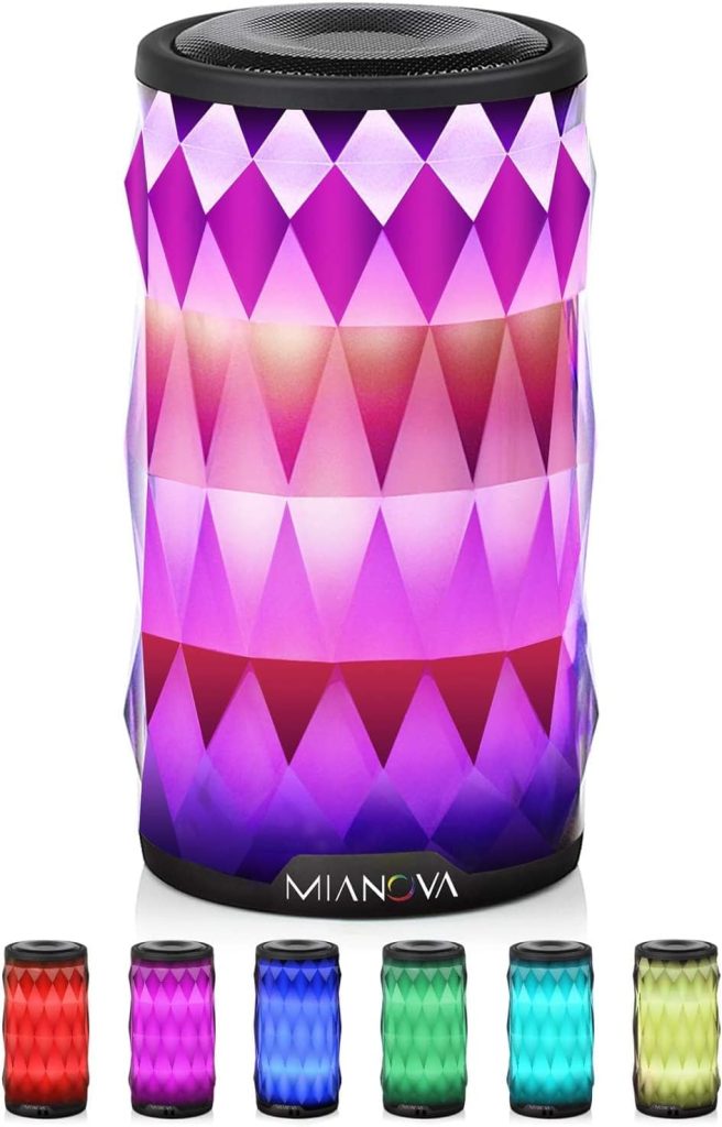 MIANOVA LED Bluetooth Speaker,Night Light Changing Wireless Speaker, Portable Wireless Bluetooth Speaker 6 Color LED Themes,Handsfree/Phone/PC/MicroSD/USB Disk/AUX-in/TWS Supported