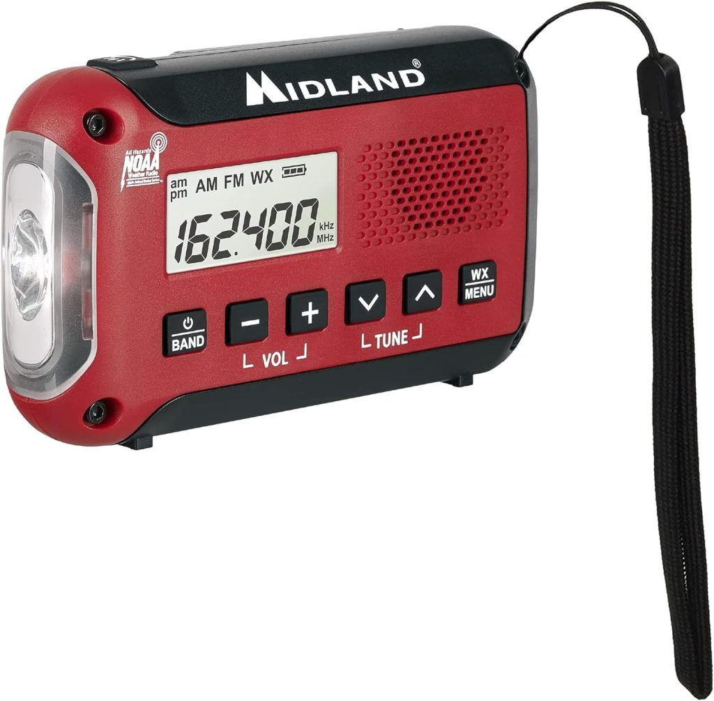 Midland® - ER10VP Weather Radio with Flashlight  Emergency Alert - AM/FM Radio - Compact and Easy to Carry - SOS Strobe Signal and Headphone Jack