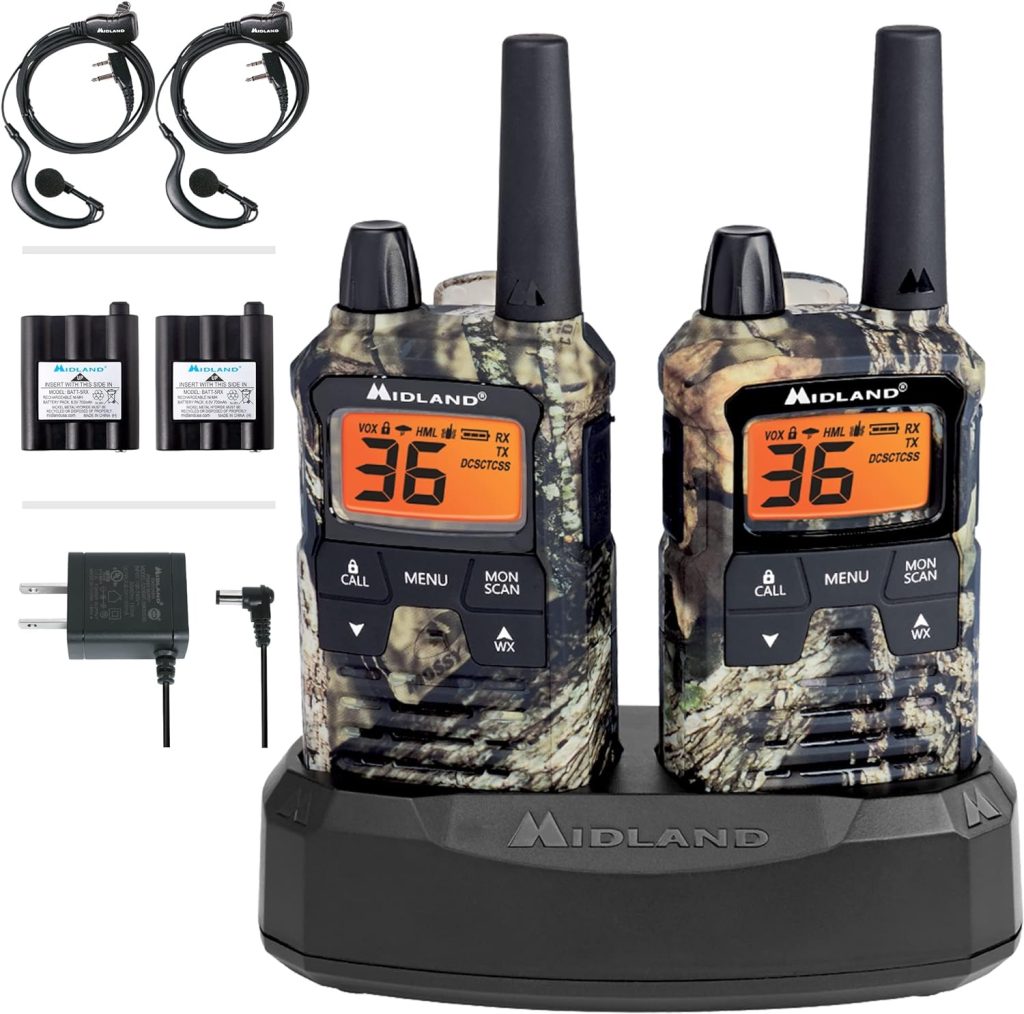 Midland® - T295VP4 X-TALKER Walkie Talkies with 22 GMRS Channels – Two-Way Radio NOAA Weather Alert  Scan Technology, Dual Power Options, 121 Privacy Codes, Silent Operation – Camo, Set of 2