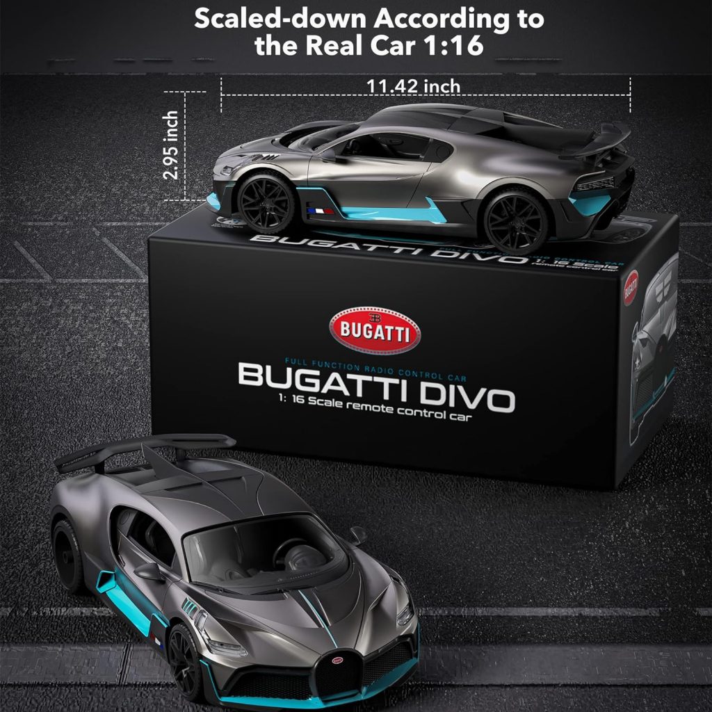 MIEBELY Remote Control Car, Bugatti Divo 1/16 Scale Rc Cars 12Km/h, 2.4Ghz Licensed Model Car 7.4V 500mAh Toy Car Headlight for Adults Boys Girls Age 6-12 Years Birthday Ideas Gift : Toys  Games