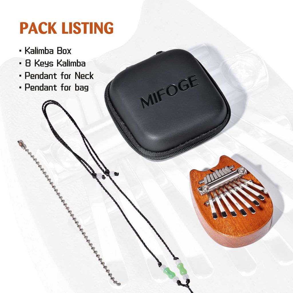 MIFOGE Mini Kalimba Thumb Piano 8Keys Wooden,Exquisite Finger Piano with Lanyard Waterproof Protective Box,Musical Instrument,Gift for Toddler Kid Child Valentines Adult Beginners
