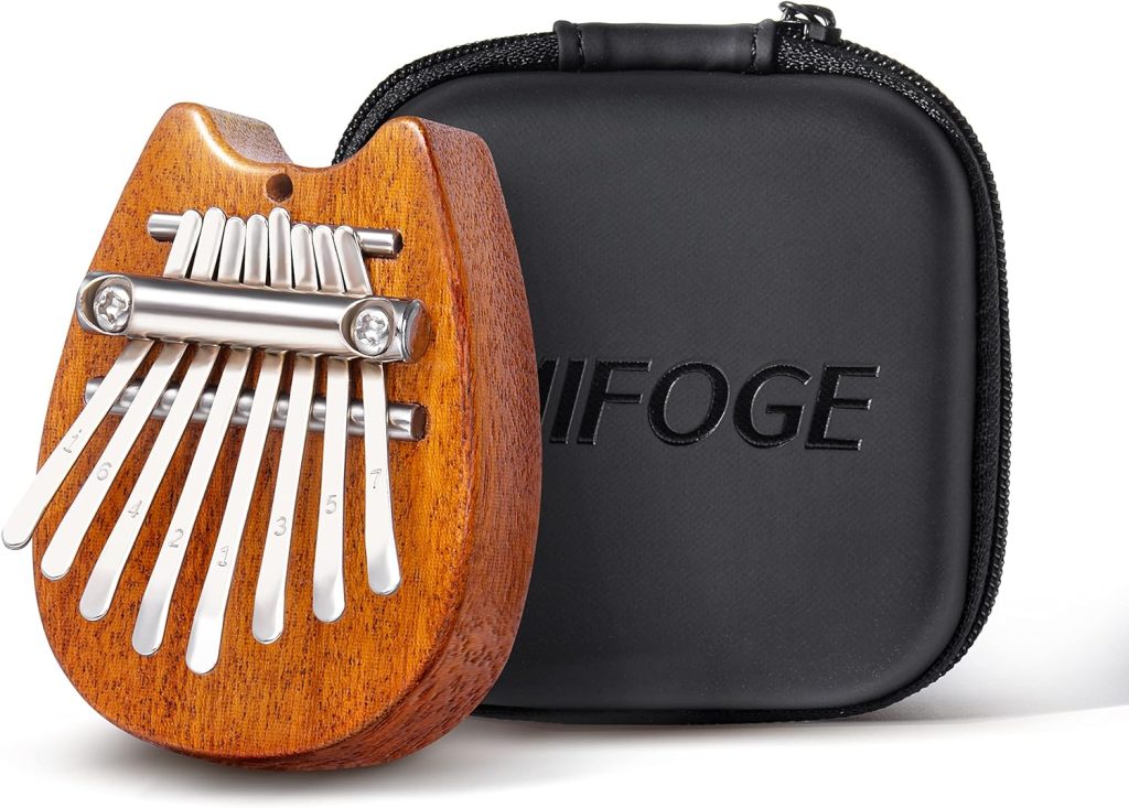 MIFOGE Mini Kalimba Thumb Piano 8Keys Wooden,Exquisite Finger Piano with Lanyard Waterproof Protective Box,Musical Instrument,Gift for Toddler Kid Child Valentines Adult Beginners