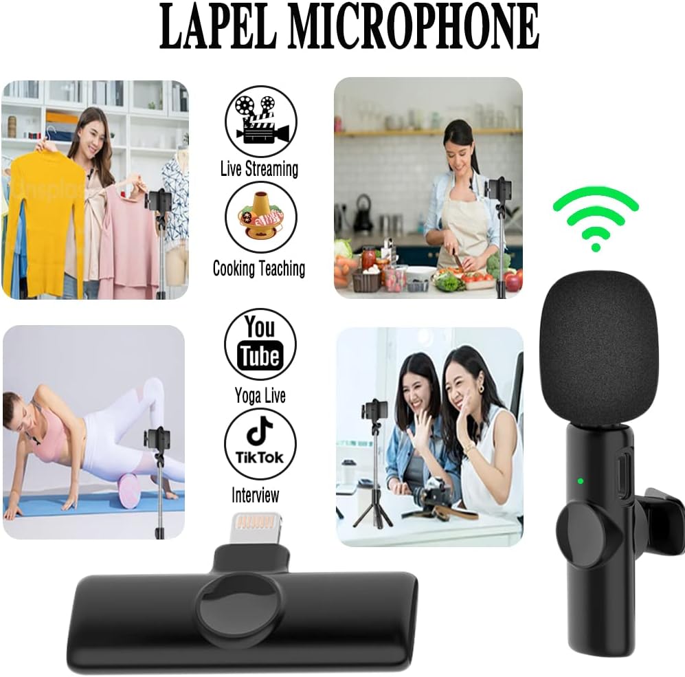 Mini Microphone for iphone 2.4g Bluetooth Microphone Wireless Lavalier Microphone Youtuber/Influencer/Content Creator Essentials iphone Microphone for Video Recording Ultra-Low Delay Noise Reduction