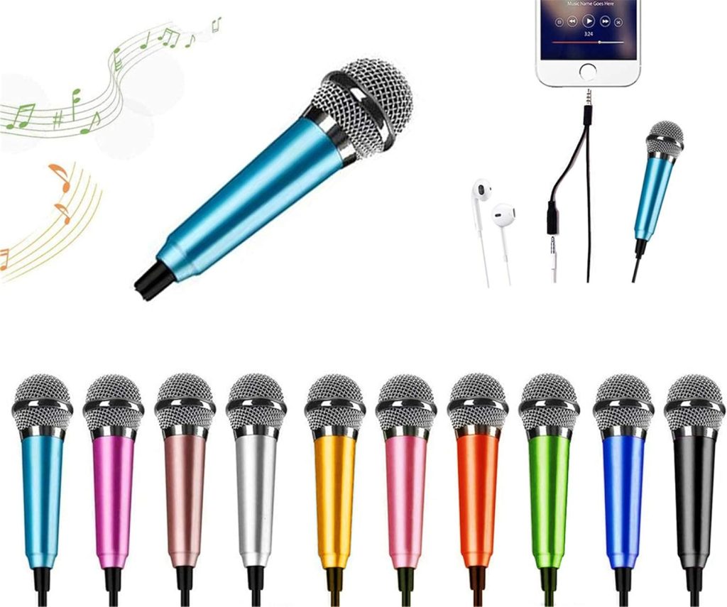 Mini Microphone,Portable Vocal Tiny Microphone, Asmr Microphone,Phone Microphone, Mini Karaoke Microphone for Voice Recording Chatting and Singing On iPhone,Android,Laptop Notebook（Blue）