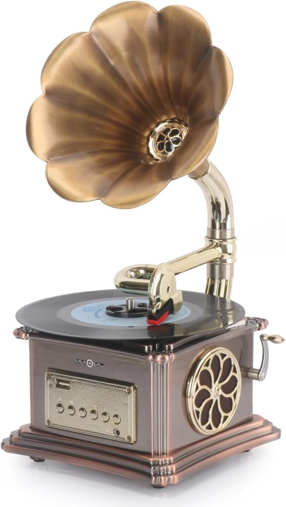 Wooden Gramophone Phonograph Bluetooth Speaker,Aux-in, USB Port
