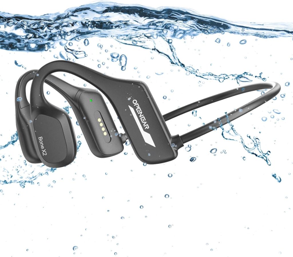 Mionbel Swimming Headphones, Bone Conduction Headphones Bluetooth 5.3, IP68 Waterproof Wireless Sports Earphones, Built-in MP3 Player 32G Memory, Open Ear Headphones Suitable for Swimming, Running