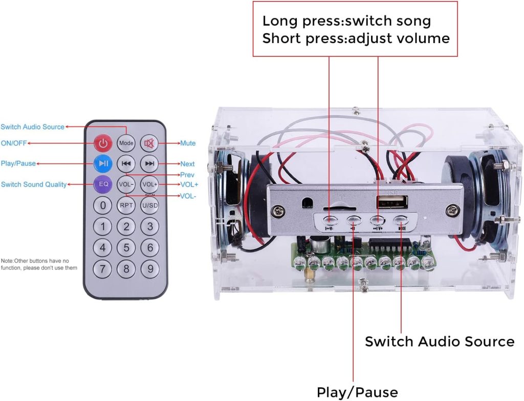 MiOYOOW DIY Bluetooth-Compatible Speaker Kit with LED Flashing Light Soldering Project USB Mini Home Stereo Sound Amplifier DIY Electronic Kits for Soldering Practice College High School Education