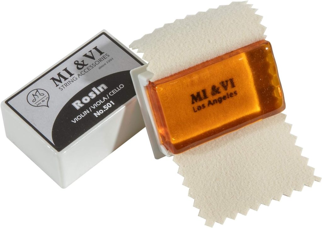 MIVI Light Rosin for Violin, Viola, Cello Bows - Beige, Velvet Cloth, Box Resin, Square Shape, Super Sensitive (1 Rosin)