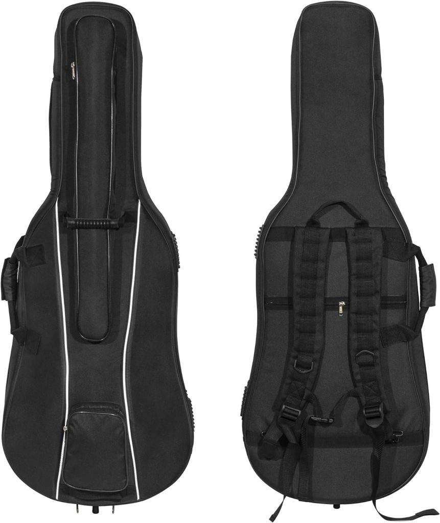 MIVI Travel Cello Soft Case Gig Bag With Multiple Pockets and Adjustable Backpack Straps | Thick 20mm Padding | Weather-Resistant | Non-Abrasive Lining - By MIVI Music (4/4 Size Cello Bag)