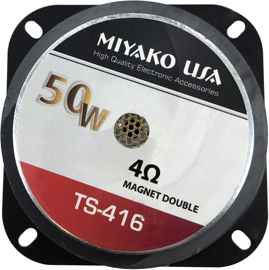 MIYAKO USA (TS-416 4 Professional Grade Replacement for Speaker 50 watts Power at 4 ohms 10oz Magnet Round Speaker for Repairs Black (1 Pair)